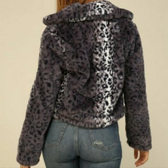 LS LeopardPrint Faux-FurCoat Black - Picture 9 of 16